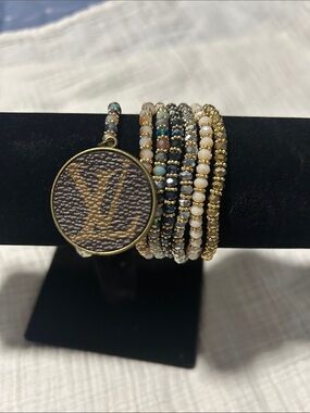 Keep it Gypsy set of 7 bracelets with upcycled genuine LV Monogram Charm